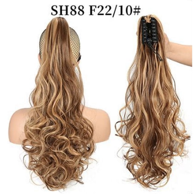 Peluca cola de caballo femenina peluca clip pelo largo y rizado productos de onda grande cola de caballo rizada