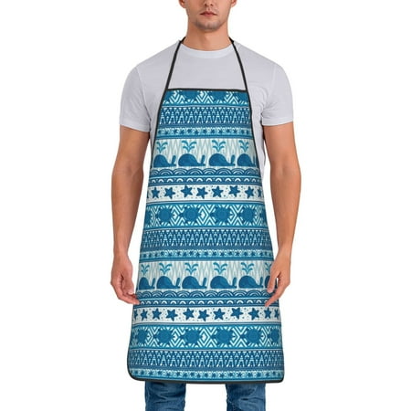 

Naloa 1Pack Adjustable Bib Apron Waterdrop Resistant Cooking Kitchen Aprons for Women Men Chef Sea Underwater Animals Print