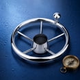 thumbnail image 4 of kowaku Roue de Bateau en Acier Inoxydable Durable, Volant Marin, Fini Poli pour hors-Bord, 4 of 10