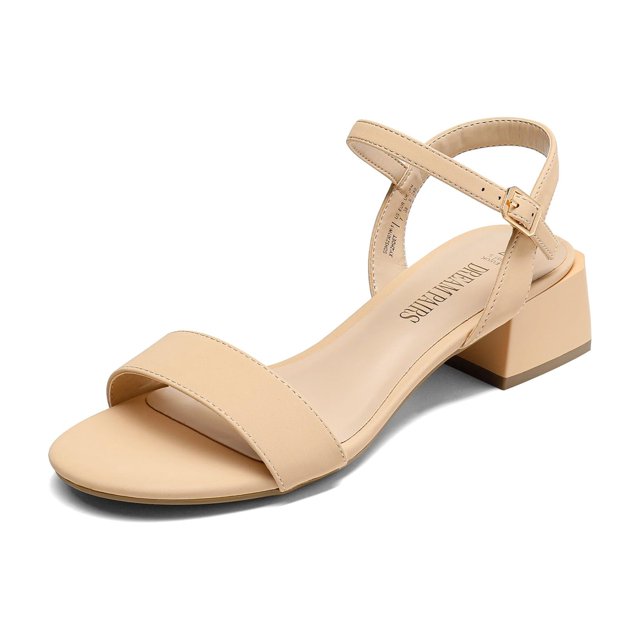 Sandalia DREAM PAIRS con Punta Abierta, Tira en el Tobillo y Tacón Grueso de 4 cm