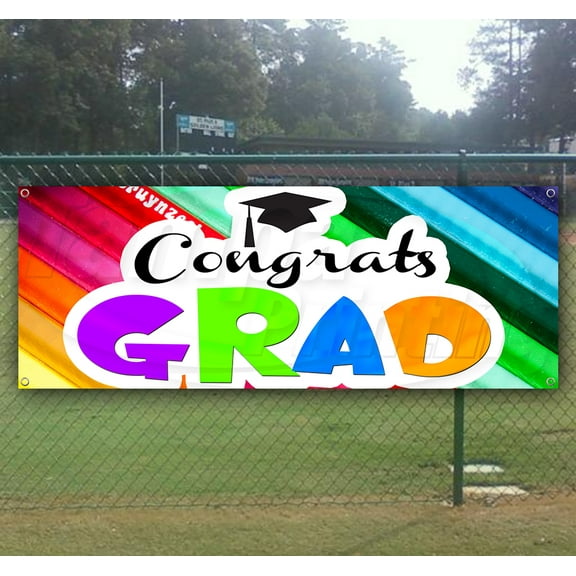 Congrats Grad 13 oz Vinyl Banner With Metal Grommets