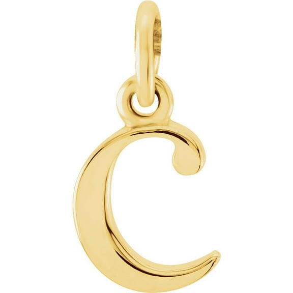 Precious Stars Unisex 14K Yellow Gold Lowercase C Initial Pendant