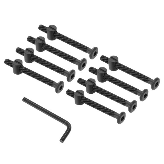 Uxcell M6 x 65mm Bunk Bed Bolts, 8Pcs Hex Socket Screws Nuts with Wrench Black