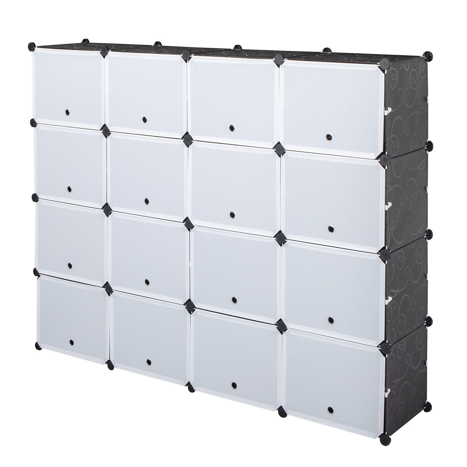 Hassch 8-Tier Portable 64 Pair Shoe Rack Organizer 32 Grids Tower Shelf Storage Cabinet Stand Expandable for Heels, Boots, Slippers, Black
