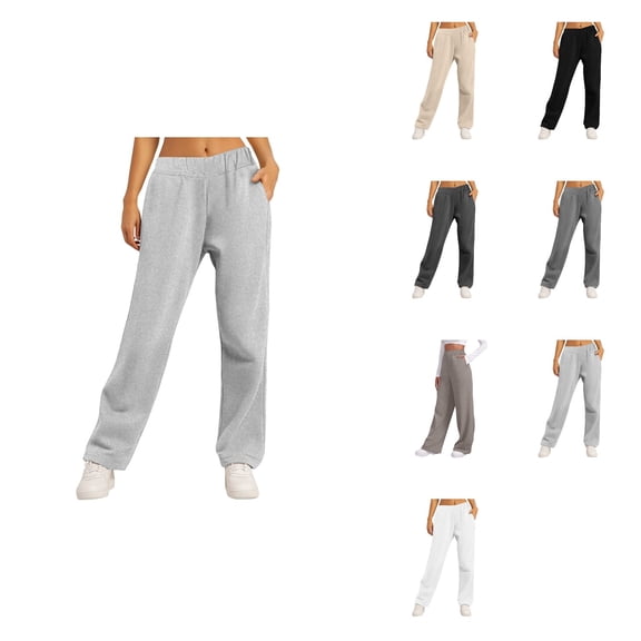 Women’s High Waisted Wide Leg Sweatpants – Fleece-Lined Joggers with Pockets, Straight Leg Yoga Pants for Workout & Fall Wear