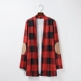 thumbnail image 6 of Rollbacks & More LEBONYARD Womens Coats Clearance sales,Women's Plaid Print Patch Patchwork Cardigans Open Front Long Sleeve Coat Red M, 6 of 9