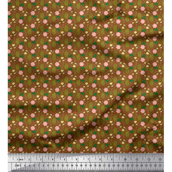 Soimoi Cotton Voile Fabric Dot,Leaves & Floral Shirting Print Sewing Fabric Yard 42 Inch Wide