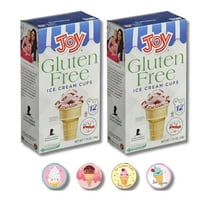 Joy Cone GLUTEN FREE Cake Cone Cups - Gift Pack of 2, 12 ct. Boxes With BONUS, 4 Ice Cream Stickers By Lyza's Sweets & Treats