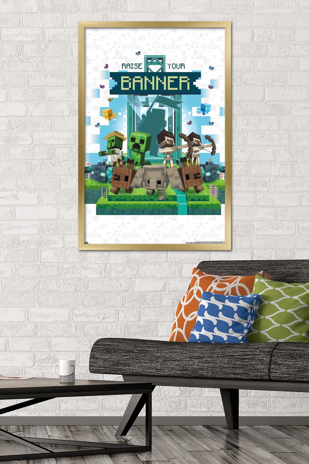 Minecraft: Legends - Raise Your Banner Wall Poster, 22.375" x 34" Framed