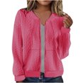thumbnail image 2 of UQJfacai Bomber Jacket Women Textured Lightweight Zip Up Jackets Fashion Fall Coats Long Sleeve Causal Outerwear with Pockets, 2 of 6