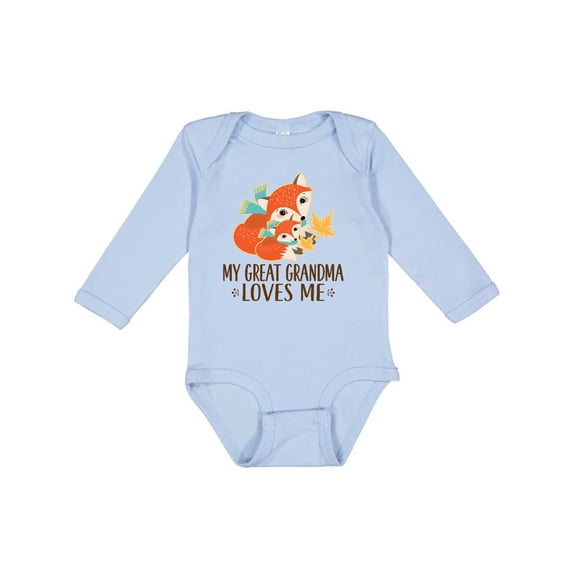 Inktastic My Great Grandma Loves Me Fox Boys or Girls Long Sleeve Baby Bodysuit