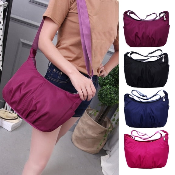 FNFYFH Crossbody Bag for Women Nylon Crescent Shoulder Tote Hobo Handbag Casual Sling Bag Dumpling Purse Bag