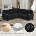 thumbnail image 6 of Modular Sectional Sleeper Sofa with Pull Out Bed, Chenille L Shaped Couch with USB Charging, Cup Holders and Storage Seat, 5 Seat Convertible Sectional Couches for Living Room, Black, 6 of 7