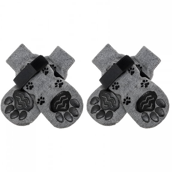 TELOLY Anti-Slip Dog Shoes Washable Breathable 4 Pcs Dog Socks Indoor & Outdoor Wear for Puppy Small Dogs Gray Dog Shoes Small Size Dogs