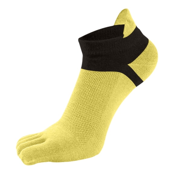 1‑Pair Crew Socks for women Breathable Cotton Five-toe Shallow-cut Boat Socks Running Socks Yellow