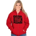 thumbnail image 3 of Extra Gluten Please Foodie Love Carbs Unisex Plus Size Zip Hoodie Brisco Brands 3X, 3 of 6