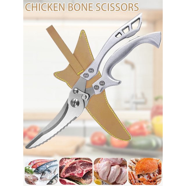 Muyoka Tijeras de cocina de acero inoxidable para trabajo pesado, tijeras multiusos ultra afiladas, tijeras profesionales para aves de corral para hueso, pollo, carne, pescado, pavo Muyoka Hogar