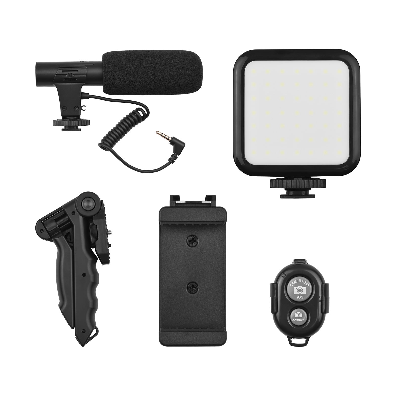 Andoer Vlogging Kit for Phones - Includes Table Tripod, Phone Holder with Cold Shoe, Microphone, LED Video Light, and Remote Shutter