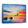 thumbnail image 3 of Designart 'Crane Birds Flying During Colorful Sunset' Nautical & Coastal Framed Canvas Wall Art Print, 3 of 4