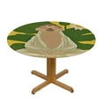 thumbnail image 3 of BANET Sloth Meditates with Tropical Monstera Leaves Flowers on Yellow Round Table Cloth, Circle Table Dinner Tablecloth, Desk Cloth Cover for Home Party Wedding 46"-50, 3 of 8