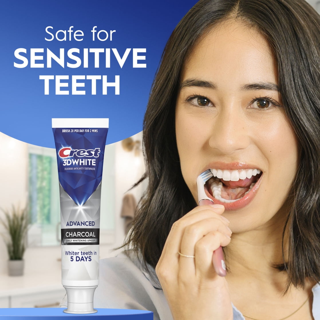 Crest 3DWhite Advanced Charcoal Whitening Toothpaste, 3.3 oz, Pack of 3