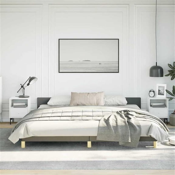 Bowery Hill Engineered Wood California King Bed Frame with Headboard - Dark Gray