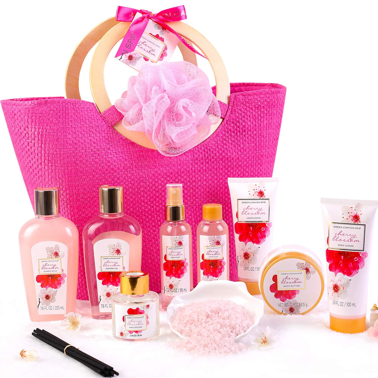 Bath Gift Sets , 11Pieces Cherry Blossom Spa Gift Baskets Holiday Gifts