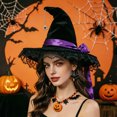 thumbnail image 2 of BRICH Witch Hat for Women Halloween Party Accessories Wizard Hats with Wide Brim Lace Purple One Size, 2 of 4