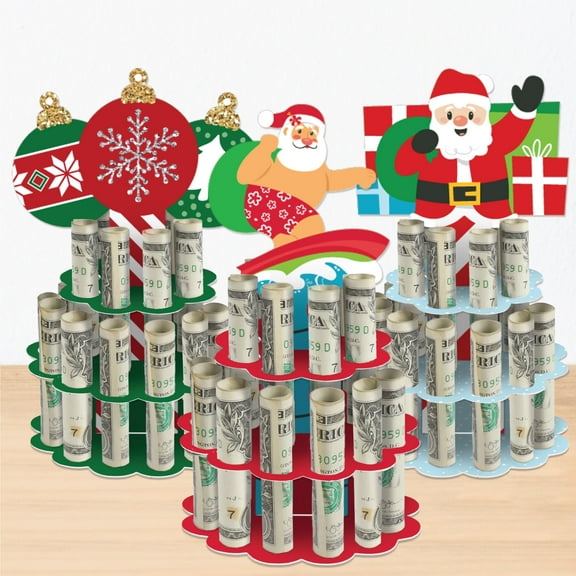 Big Dot of Happiness Assorted Merry Christmas - DIY Holiday Money Holder Gift - Cash Cake - Set of 3