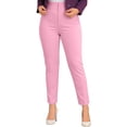 thumbnail image 2 of BADHUB Womens Stretchy Dress Pants Trendy High Waisted Pleated Straight Leg Business Casual Work Casual Trousers Pink S, 2 of 5