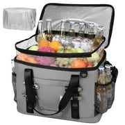 WARMOUNTS Insulated Bag 75 Cans & Soft Cooler Bag 2 in 1, w/ Insulating Cover, Upgraded Leakproof Camping Cooler Bag 2 Compartment for Camping Hiking Picnic Beach