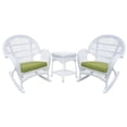 thumbnail image 1 of Jeco Ensemble de Conversation en Osier 3 Pcs Blanc avec Coussins Verts, 1 of 2