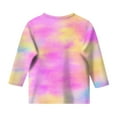thumbnail image 4 of FAOWME Girls Tie Dye Printed Fashionable Versatile Round Neck 3/4 Quarter Sleeve Casual T-Shirt Tops Pink 13-14 Years, 4 of 4