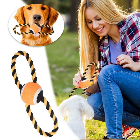 Riforla New Pet Dog Tennis Rope Toy Teeth Grinding Teeth Halloween Dog Knot Toy Chew Toys Orange