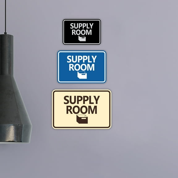 Classic Framed Supply Room Sign (Navy Blue / White) - Large