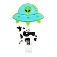 thumbnail image 7 of COM1950s 1 Pcs Luminous Cute Ufo Cow Badge Reel Retractable Kawaii Badge Reel with Id Clip Funny Badge Reel for Nurse Nursing Name Tag Card Medical Rn Cna Medical Assistant Gifts- Blue Yellow, 7 of 7