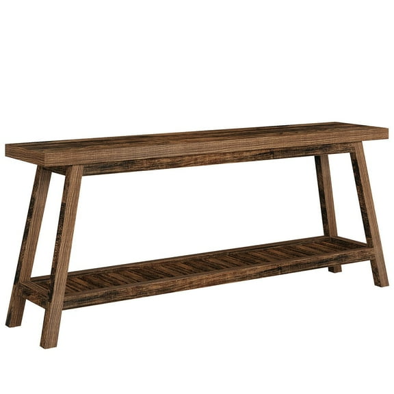 GVN Console Table, Entryway Table, Farmhouse Console Table, 70.9" Entryway Table 2-Tier Sofa Table,Brown