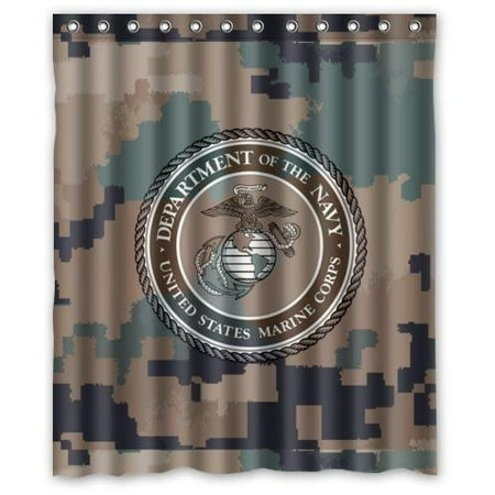 Greendecor United States Marine Corps With Camouflage Waterproof Greendecor United States Marine Corps With Camouflage Waterproof Shower Curtain Set Hooks Bathroom Accessories Size