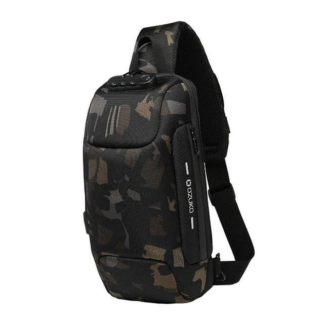 Bolso bandolera Zulema Con puerto de carga USB para hombrenderismo Ciclismo camuflaje paquete de hombres honda