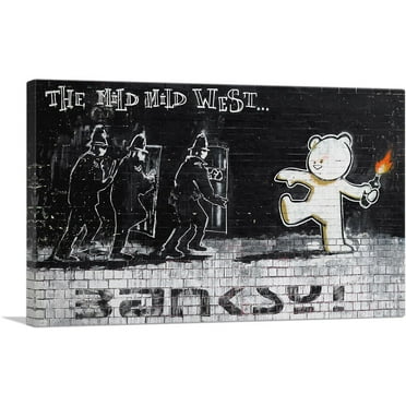 ARTCANVAS Mild Mild West Canvas Art Print by Banksy - Size: 26" x 18" (0.75" Deep)