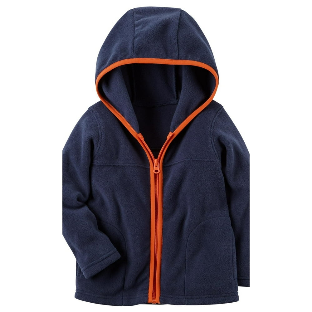 Carter's Carter's Little Boys' Fleece ZipUp Hoodie; Navy With Orange