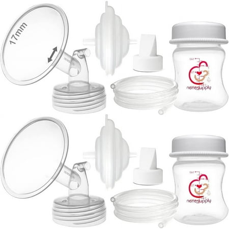 Nenesupply 17mm Flange Pump Parts Compatible with Spectra S2 S1 Breast Pumps Replacement Kit for Spectra Pump Parts S2 Parts S2 Accessories Include Flange Duckbill Valve Backflow Protector Bottles