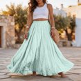 thumbnail image 5 of Women's Cotton Linen Skirt High Waist A-Line Pleated Maxi Skirts Casual Flowy Beach Vacation Skirts, XL, 5 of 5