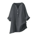 thumbnail image 1 of Blusa holgada con botones para mujer: manga larga, cuello en V, color liso, estilo informal y elegante, adecuada para ocasiones cotidianas y festivas, 1 of 5