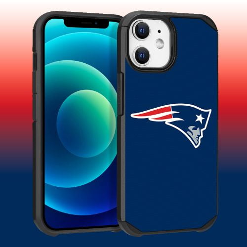 Apple iPhone 12 (6.1) - NFL Licensed New England Patriots Team Logo on Blue Textured Dual Layer Case