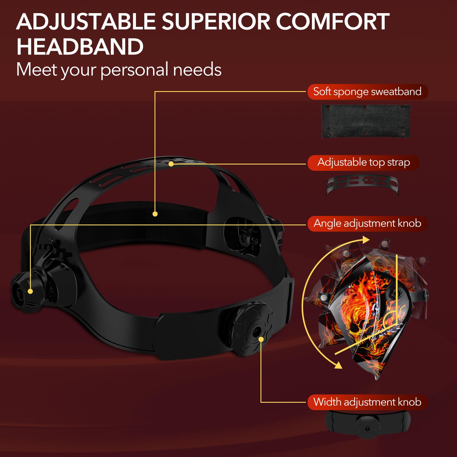 Welding Helmet Auto Darkening with LED Light Large View Solar Powered True Color Welding Hood 4 Arc Sensor Wide Shade 4/5-9/9-13 Welding Mask for TIG MIG Arc Weld Grinding