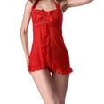 thumbnail image 4 of Camisón sexy de malla multicolor con cuello en V para mujer europea y americana, pijama transparente de talla grande y corte bajo, 4 of 5