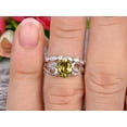 thumbnail image 5 of 2 Carat 8x6mm Oval Cut Champagne Diamond Moissanite Bridal Ring Set Wedding Band On 10k White Gold Flower Art Deco Stacking Matching, 5 of 5