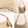 thumbnail image 4 of Women's Straw Woven Tote Bags Boho Handmade Crochet Wicker Hobo Shoulder Purse Summer Beach Travel Vacation Handbags, 4 of 8
