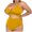 Yellow, variant on Viikei Bikini Set Swimwear for Women Summer Plus Size 2 Piece Fashion Solid Color High Waist Swimsuits